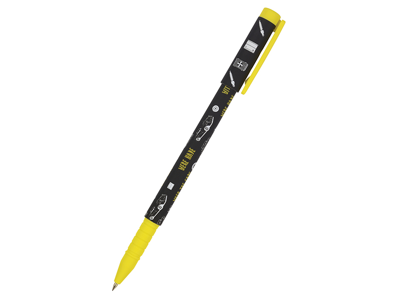 Ручка шариковая - синий стержень 0.5мм. "FunWrite. Машины. Цвет желтый" (Bruno Visconti)