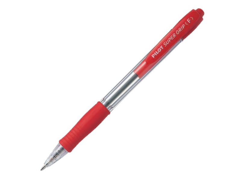Ручка шариковая автоматическая - красный стержень 0.7мм "SUPER GRIP" (PILOT)