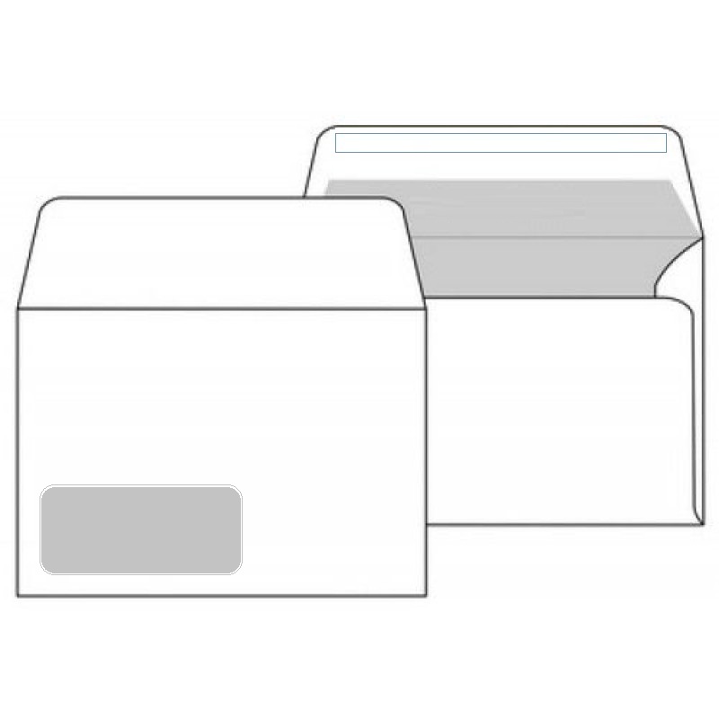 Конверт-пакет - 114х162 бел. лев.окно латекс (FALKEN)