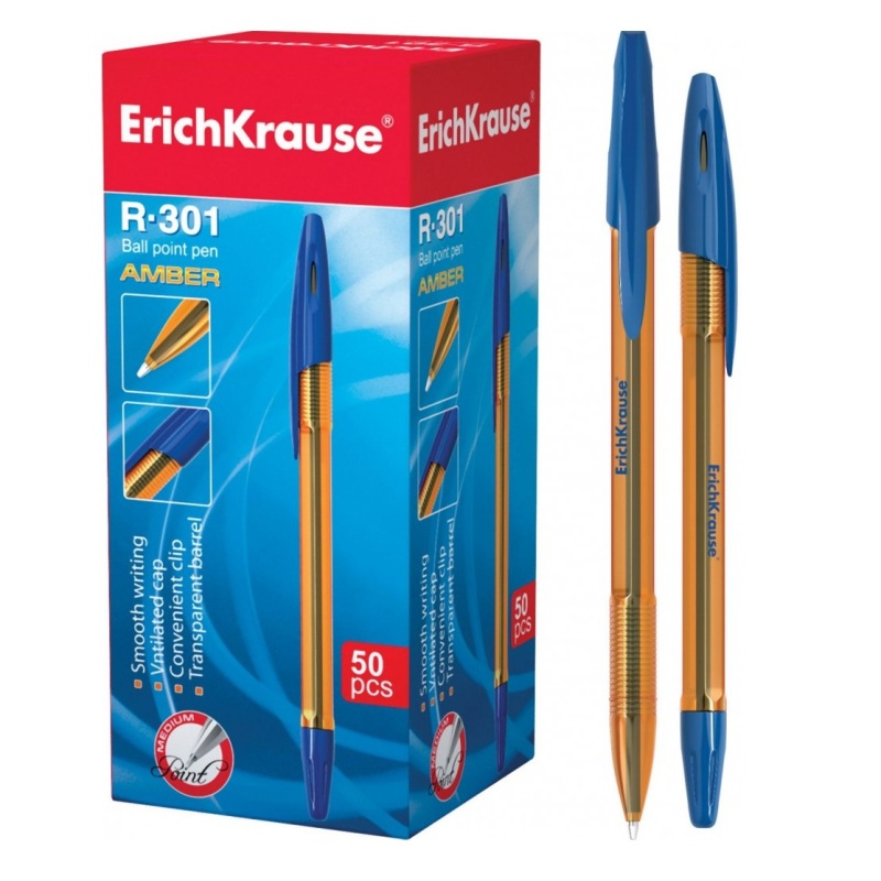 Ручка шариковая - синий стержень "R-301 Amber" 0.7мм (ErichKrause)