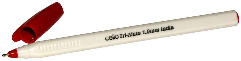 Ручка шариковая - красный стержень "Cello Trimate" (J&J Marketing)
