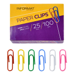 Скрепки - 25мм. 100шт. "inФормат" виниловое ассорти (Фарм)