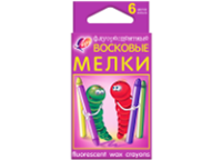 Карандаши в наборе масляные -  6цв. флуоресцентные круглые картон.уп. (Луч)