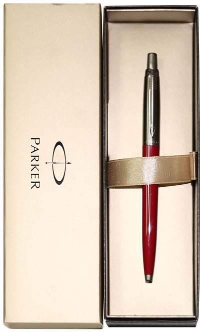 Ручка шариковая подарочная - корпус красный тонки (PARKER)