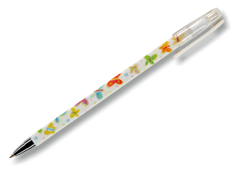 Ручка шариковая - синий стержень 0.5мм. "HappyWrite. Яркие бабочки" (Bruno Visconti)