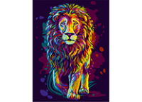 Картина по номерам на картоне - 30х40см "Неоновый лев" 18 акриловых  красок и 2 кисти (ТРИ СОВЫ)