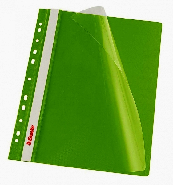 Скоросшиватель пластиковый в наборе - 10шт. зеленый "VIVIDA" с перфорацией (ESSELTE)