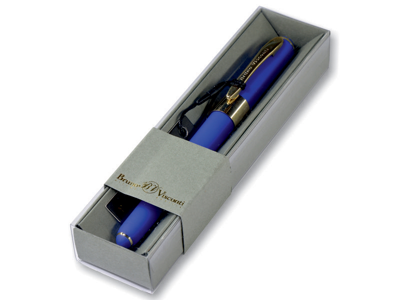 Ручка шариковая подарочная - корпус синий/синий стержень 0.5 мм "MONACO" в футляре (Bruno Visconti)