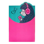 Папка на липучке - А4+ 220х310мм "ЁЖ С НАУШНИКАМИ"  1 отделение (-я). фигурная вырубка. (Феникс)