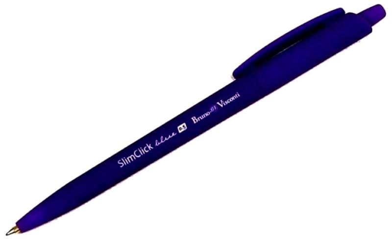 Ручка шариковая автоматическая - синий стержень 0.5мм. "SlimClick. Black" (Bruno Visconti)