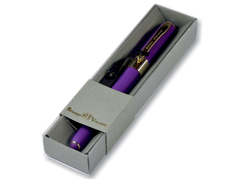 Ручка шариковая подарочная - корпус фиолетовый/синий стержень 0.5 мм "MONACO" в футляре (Bruno Visconti)