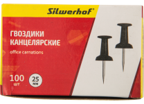 Гвозди - 100шт. L-25мм. черный металлическая (Silwerhof)