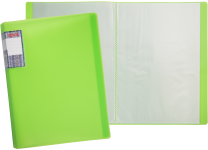 Папка с файлами - А4 20 прозрачно зеленый неон. (236х17х308мм.) "Айса" толщина пластика 0.60мм. файла 0.25мм. (Shantou Yuansheng Industry)