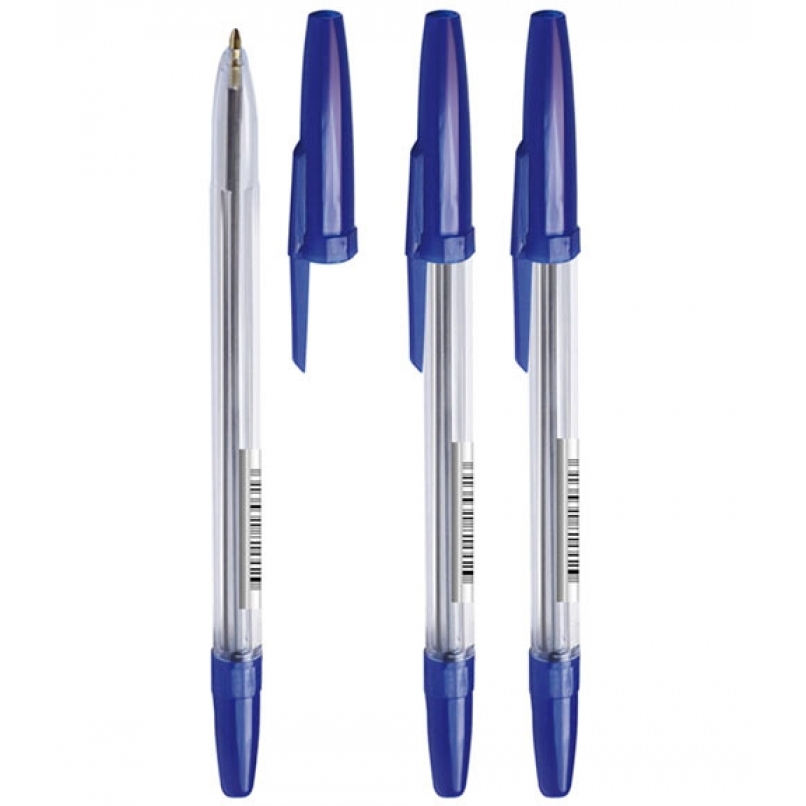 Ручка шариковая - синий стержень "Оптима" 0.1мм. прозрачный корпус (Стамм)