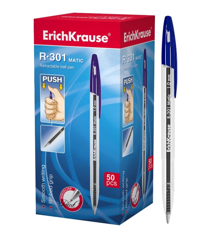 Ручка шариковая автоматическая - синий стержень "R-301 Matic" (ErichKrause)