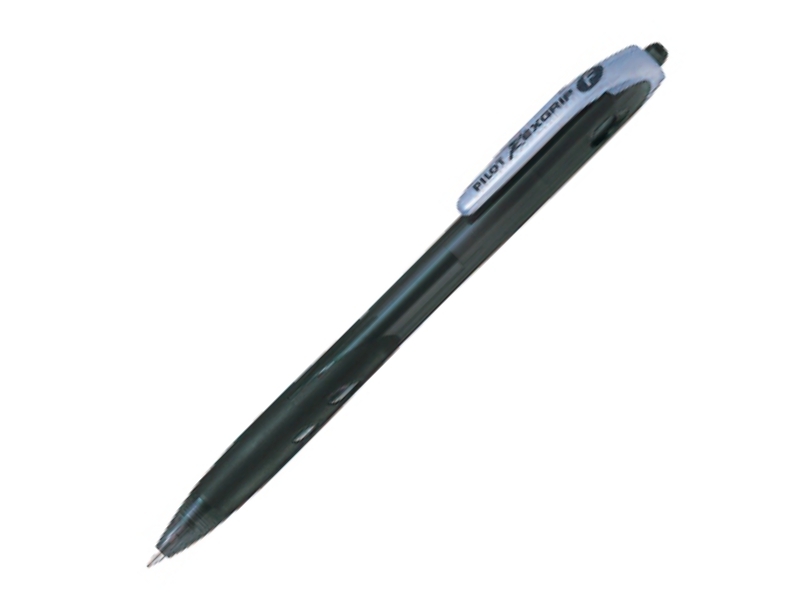 Ручка шариковая автоматическая - черный стержень 0.7мм "REXGRIP" (PILOT)
