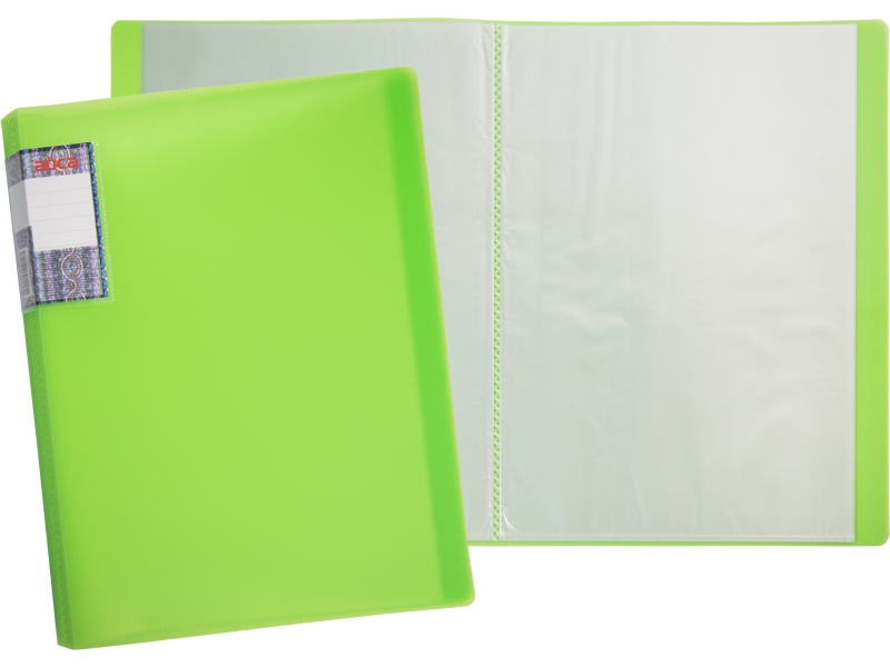 Папка с файлами - А4 20 прозрачно зеленый неон. (236х17х308мм.) "Айса" толщина пластика 0.60мм. файла 0.25мм. (Shantou Yuansheng Industry)