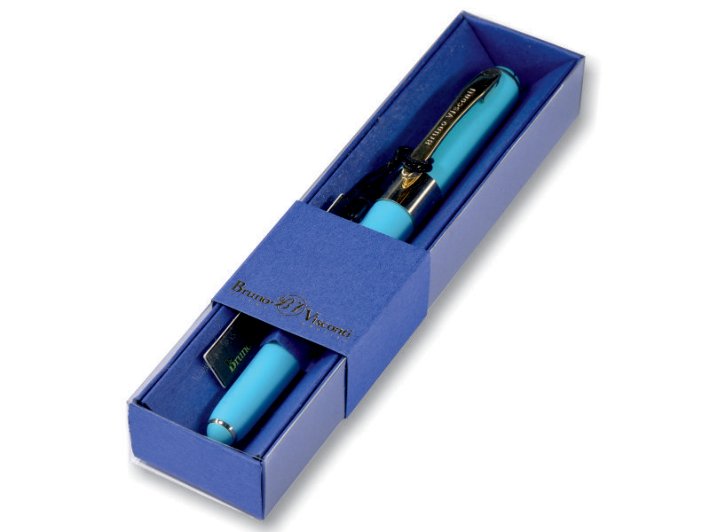Ручка шариковая подарочная - корпус небесно-голубой/синий стержень 0.5 мм "MONACO" в футляре (Bruno Visconti)