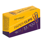 Скрепки - 33мм. 100шт. "inФормат" виниловое ассорти (Фарм)