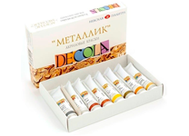 Краска акриловая художественная в наборе - 8цв. 18мл. "Decola" металлик (Н.П.)
