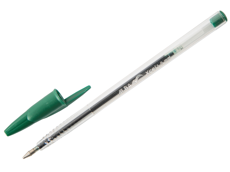 Ручка шариковая - зеленый стержень/прозрачный корпус "ALBA Xcel Crystal" (I.G.I.Ltd)