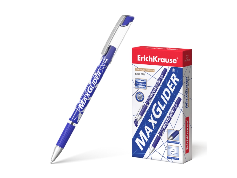 Ручка шариковая - синий стержень 0.7мм. "MaxGlider®. Ultra Glide Technology" (ErichKrause)