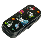 Пенал-футляр с рисунком "Космонавты" черный металлик (Стамм)