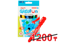 Краски д/рисования по стеклу в наборе - 6цв. "Class Fun" смываются водой (AMOS)