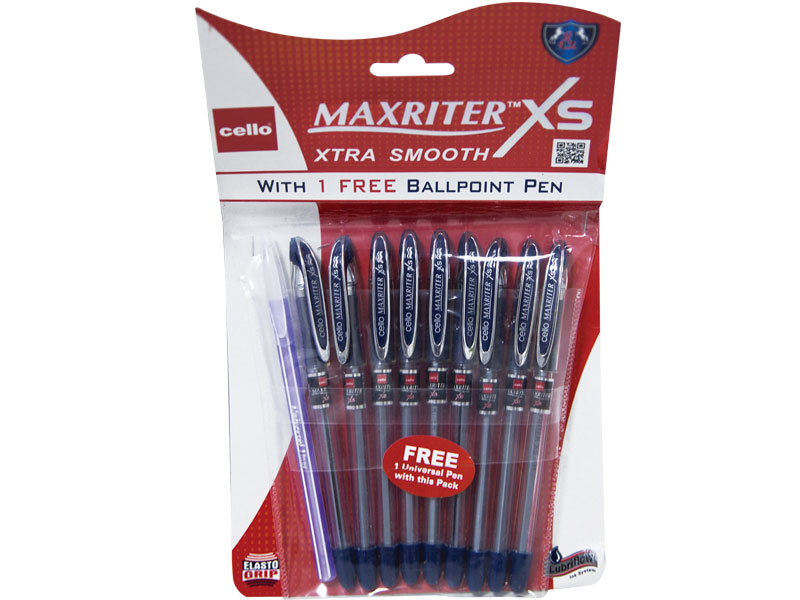 Ручки шариковые в наборе -  1цв.10шт.(Акция+1) синий стержень"Cello Maxriter XS" (J&J Marketing)