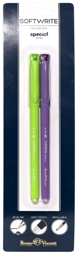 Ручки шариковые в наборе -  1цв.2шт. синий "EasyWrite.Special" на масляной основе (Bruno Visconti)