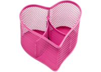 Стакан канцелярский - розовая "Steel&Style" металлическая. сердце (Berlingo)